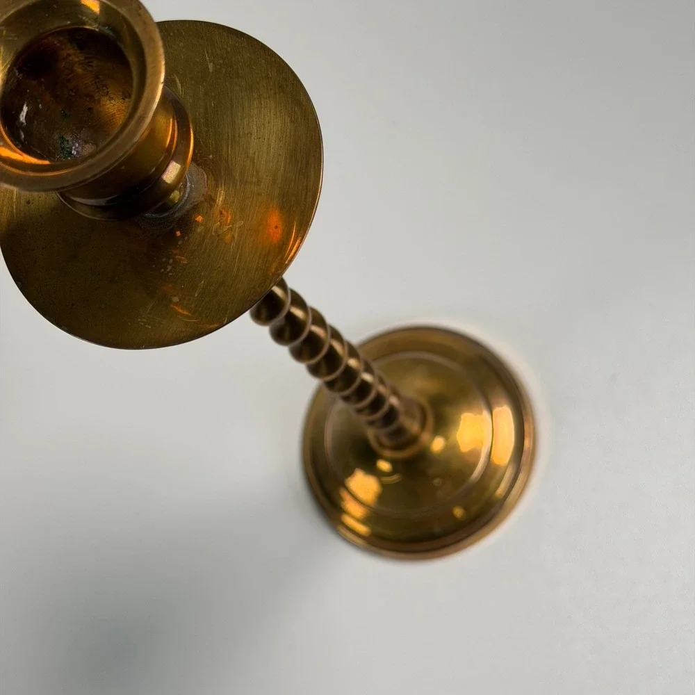 Vintage Brass Twist Candle Stick French‎ Old World Cottagecore Table Decor